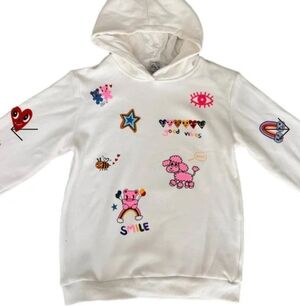 Kids White Hoodie with Colorful Prints